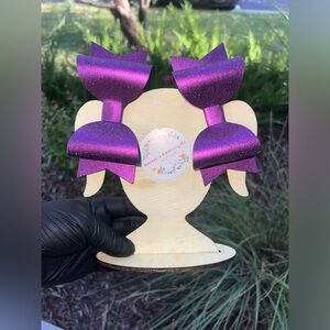 Glitter dark purple faux leather hair bows with alligator clips